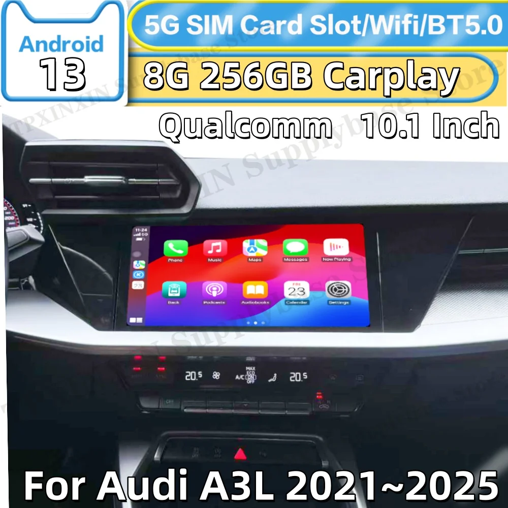 Android HD Screen For Audi A3L 2021~2025 GPS Navigation Car Radio Automotive Multimedia Video Stereo Receiver Carplay Head Unit