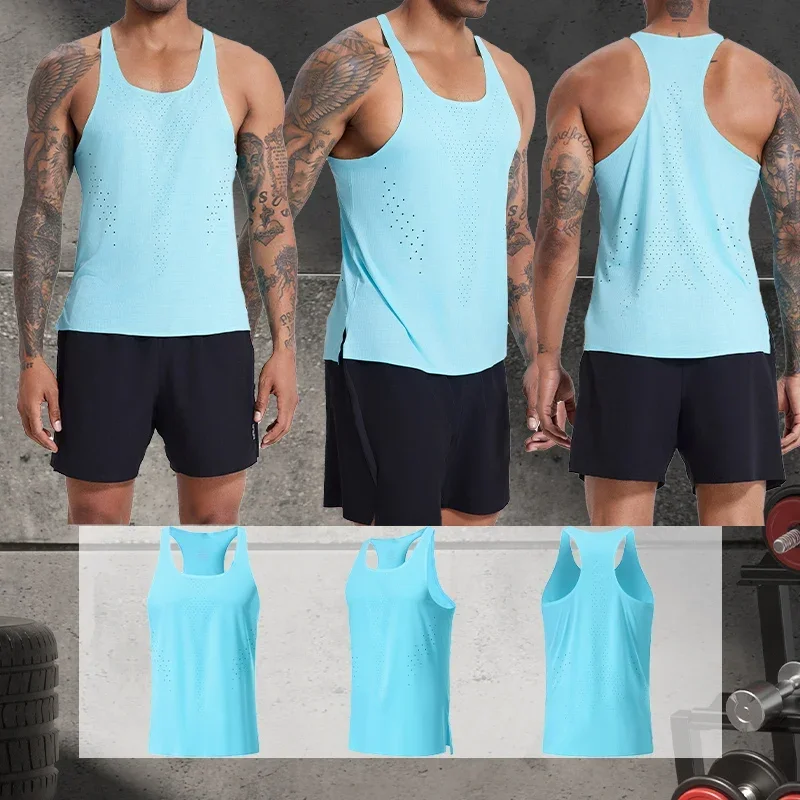 Men Summer Sports Vest Sleeveless Quick Dry Sportswear Marathon Sleeveless T Shirt Outdoor Riding Bottom Shirt Wrestling Singlet