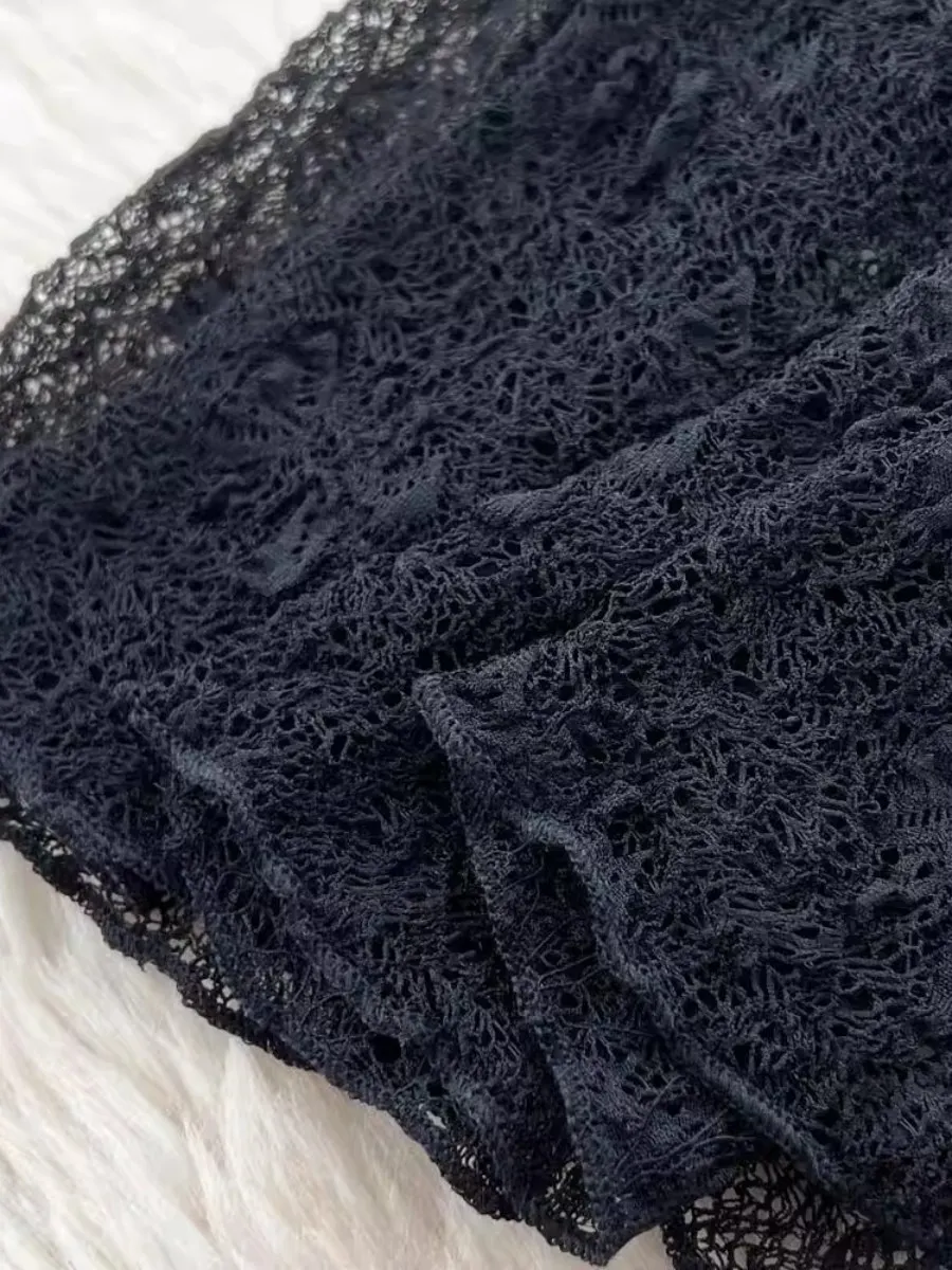 Foamlina verano malla encaje Sexy espalda descubierta ajustado elegante único Maxi vestido europeo chica caliente Halter vestido largo ajustado