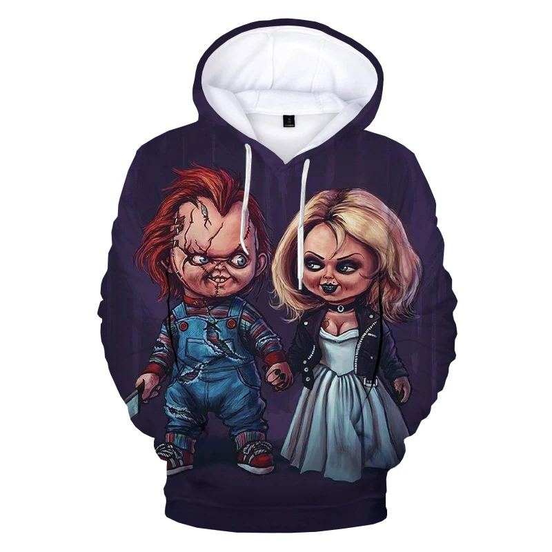 2025 New Fashion Uomo Felpe con cappuccio 3D Full-Print film horror Chucky Felpa con cappuccio Abbigliamento Costume cosplay Felpa con cappuccio unisex Streetwear