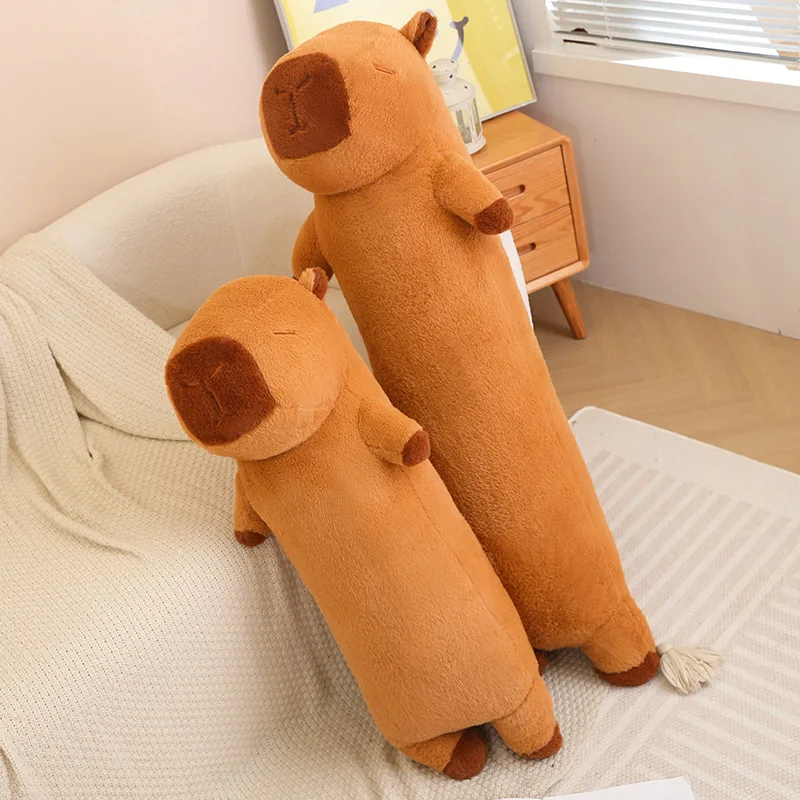 120cm Cartoon Strip Giant Capybara Plush Doll Pillow High Quality Soft Capybara Plush Toy Warm Hug For Girlfriend Birthday Gift