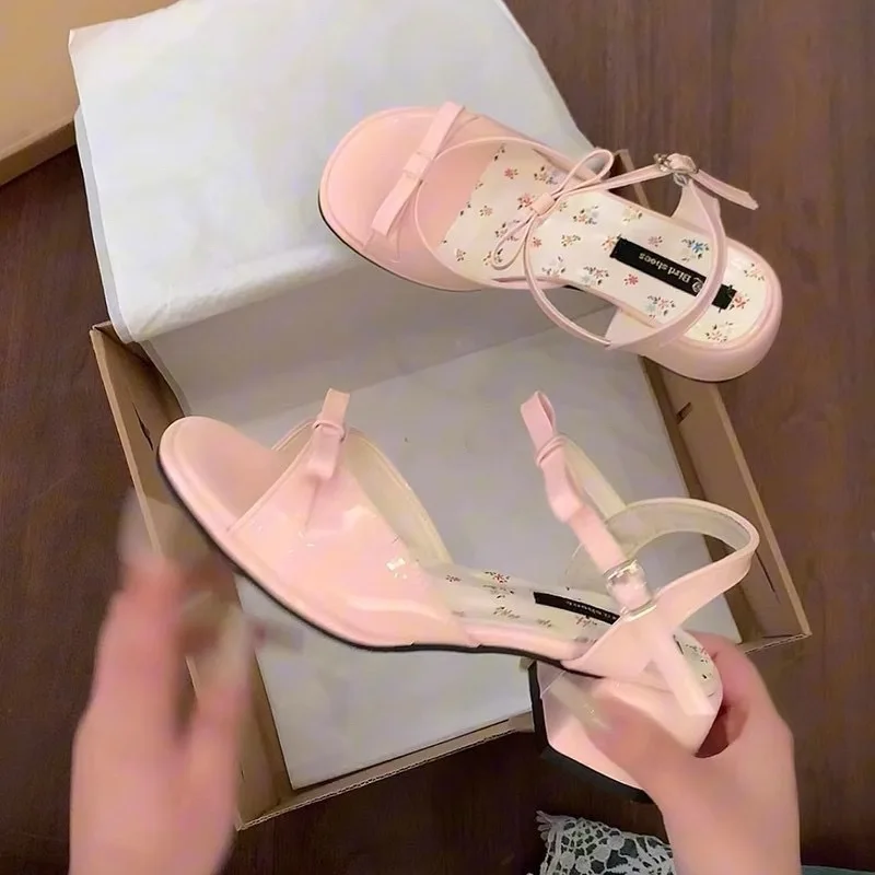 Women Floral Sandals Summer Fashion Butterfly-knot Strange Style Heel Shoes Ladies Elegant Party Dress Sandalias De Mujer image 2