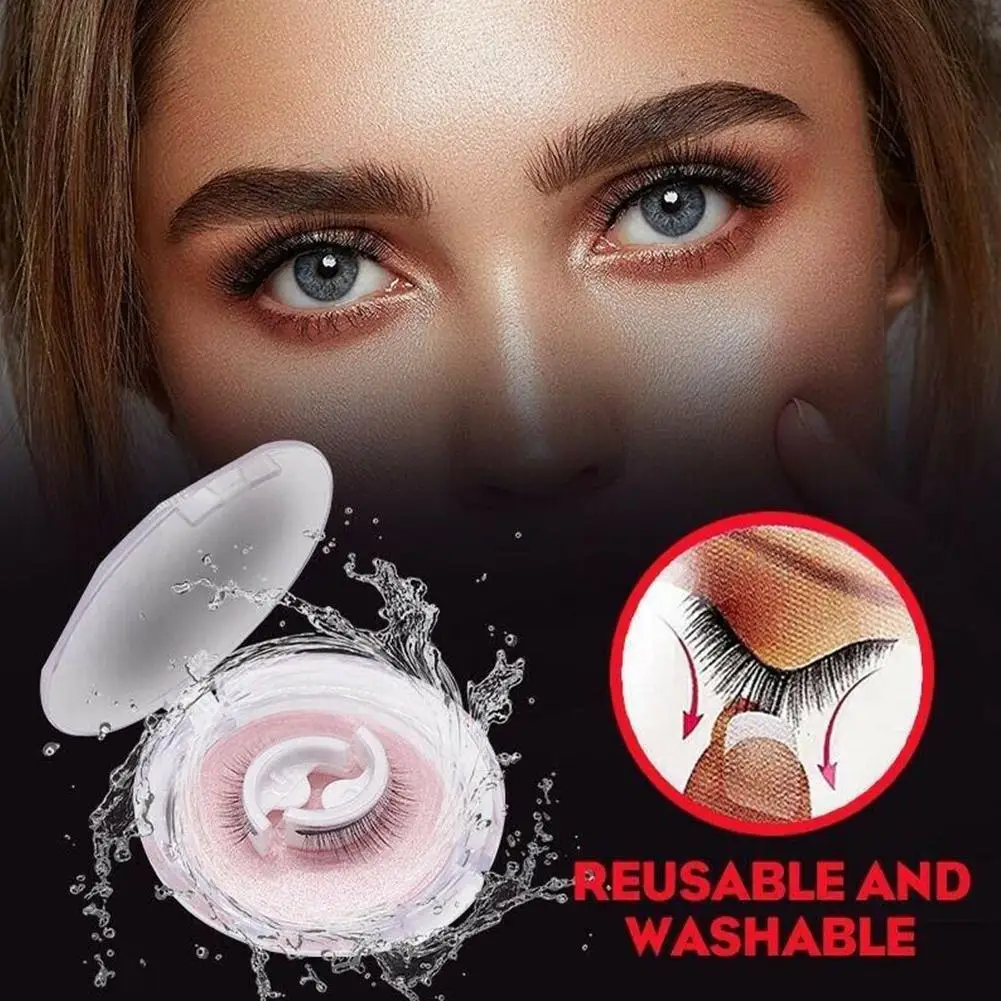 1 Paar wiederverwendbare selbstklebende falsche Wimpern, Vollstreifen-Wimpern, kleberfrei, 3 Sekunden zum Tragen von Wimpernverlängerung, Schönheitszubehör