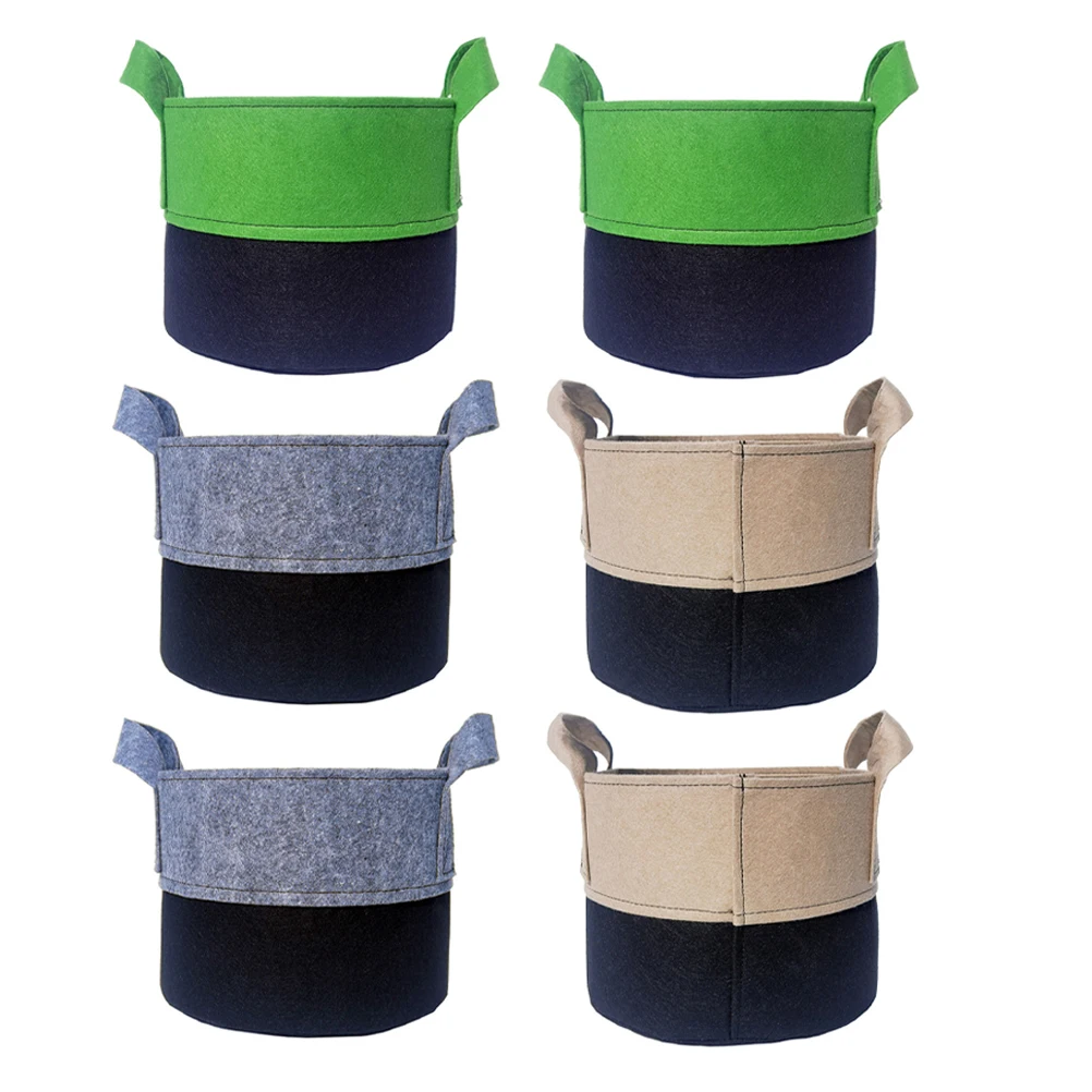 

6 Pcs 3 Gallon Planting Bags Double Color Felt Grow Bags Gardening Supplies Vegetable Fruit Potato Plants Nursery Containers
