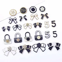 Fragrant Breeze Black an White Alloy Electroplated Round DIY Earrings Accessories Material Enamel Charm DIY For Jewelry Making