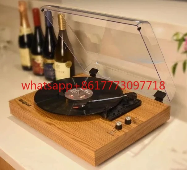 Black vinyl record player, retro phonograph, audio system, Bluetooth speaker, living room decoration, portable birthday gift, LP