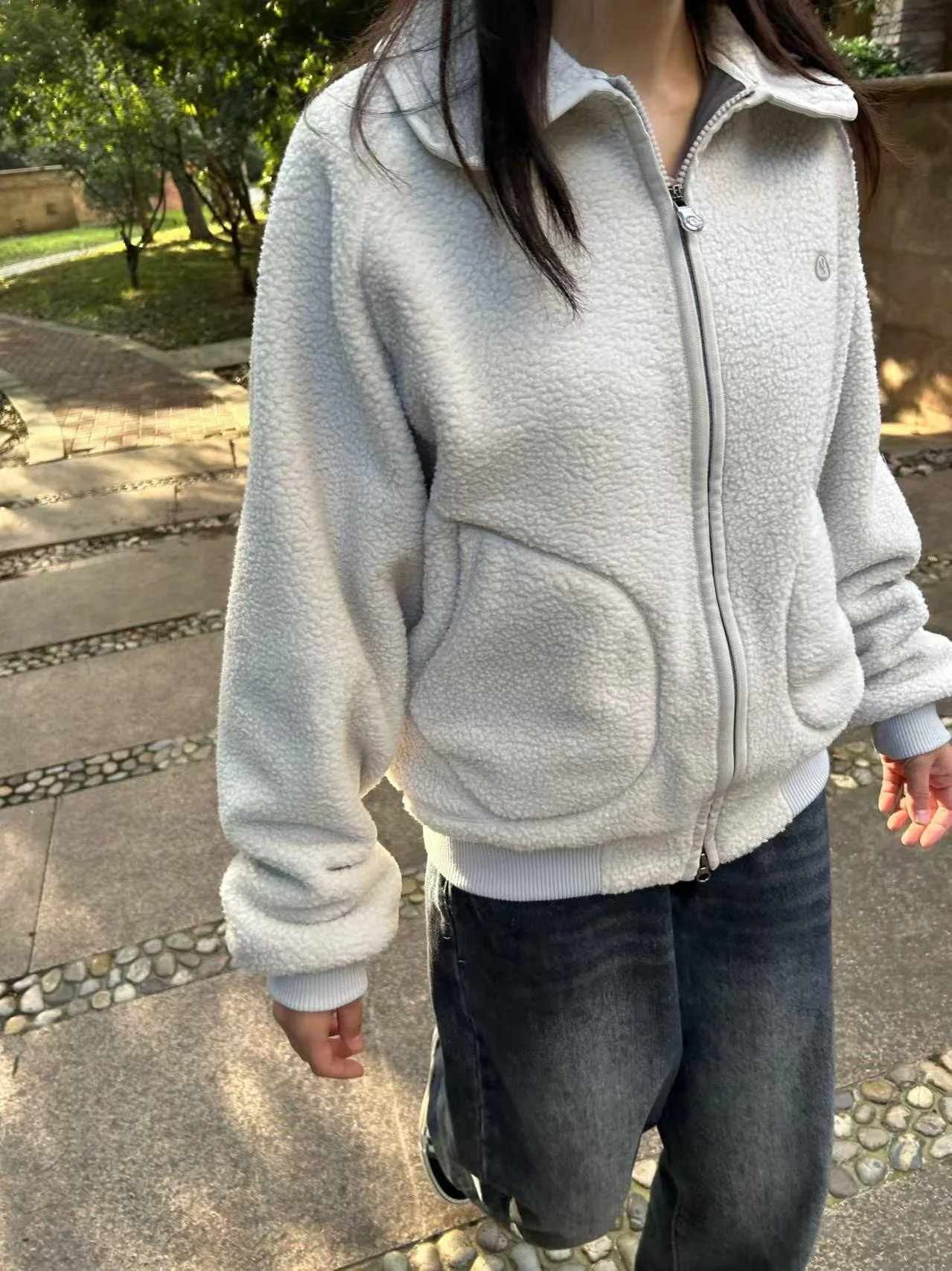 In Stock New Jeans Fan Yuxin Hanni Same Coyseio Japan fashion Retro Doll Collar Lamb Wool Outerwear