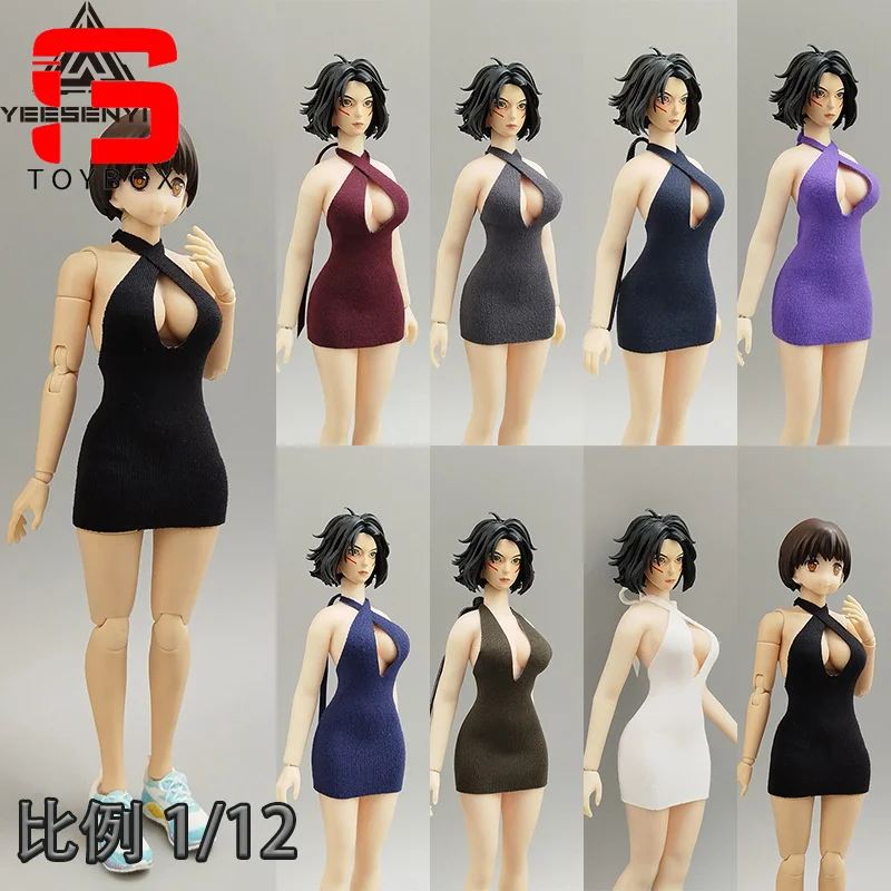 1/12 escala cinta peito aberto saia curta roupas modelo caber 6 ''feminino soldado figura de ação corpo bonecas
