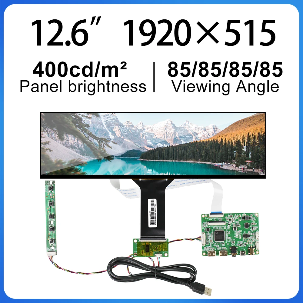 

12.6 Inch Lcd Display Screen 1920x515 Touch With Board 400 Nits eDP 30 Pins Gaming Display NV126B5M-N42