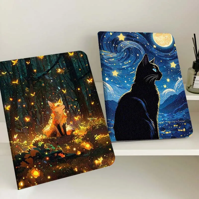 

Starlit Sky Cat Fox Popular For Apple iPad Pro Air 13 2 7th 6th 2025 M2 M3 M4 M512.9 13 inch Foldable Tablet Case Gift