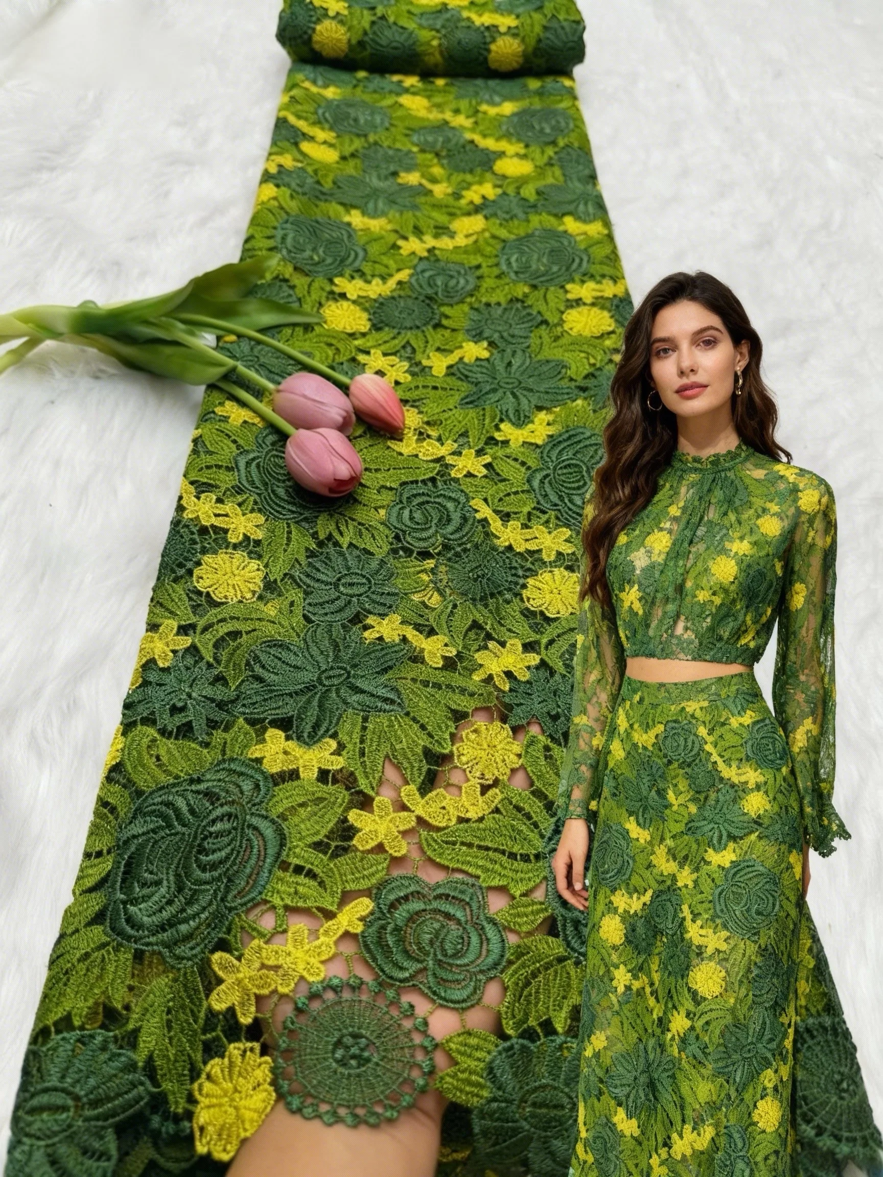 

Elegant African Guipure Lace Lace Fabric 2026 High Quality Nigerian Water Soluble Lace Fabric for Party Dresses Women's Sewing