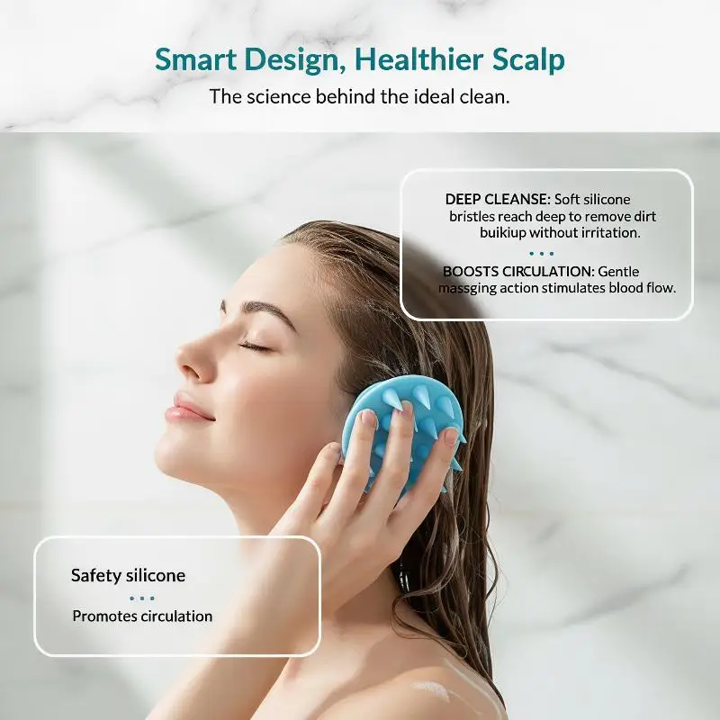 1Pcs Long Stiff Spikes Silicone Shampoo Brush Scalp Massager For Long Curly Thick Hair Scrubber Exfoliator