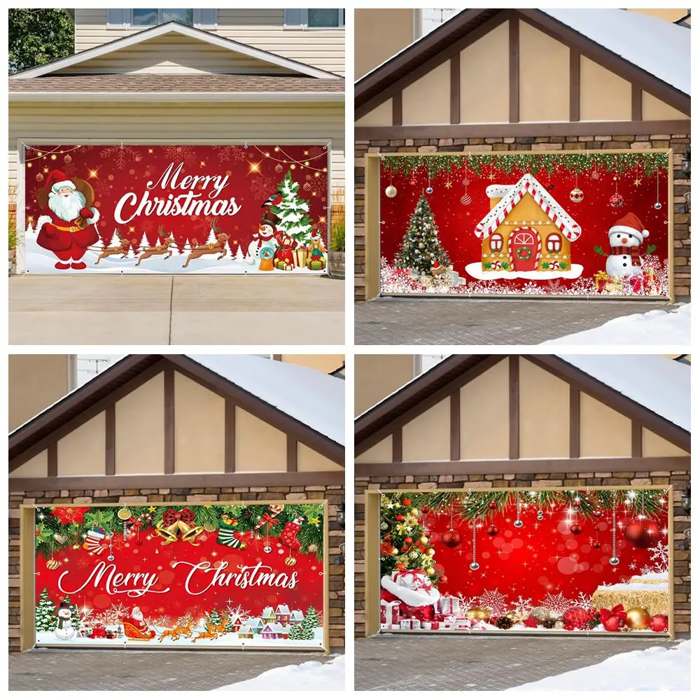 Christmas Garage Door Banner Large Christmas Hanging Backdrop Garage Wall Decorations Outdoor Yard Xmas Party Photo Background