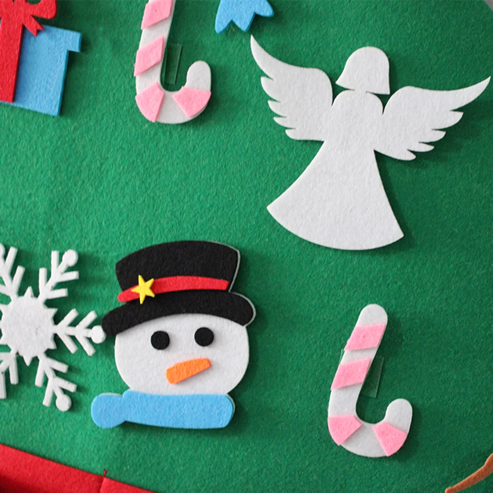 Felt Christmas Advent Calendar แขวนต้นคริสต์มาสปฏิทินนับถอยหลังเทศกาล DIY ตกแต่งสําหรับเด็ก (สีเขียวเข้ม)
