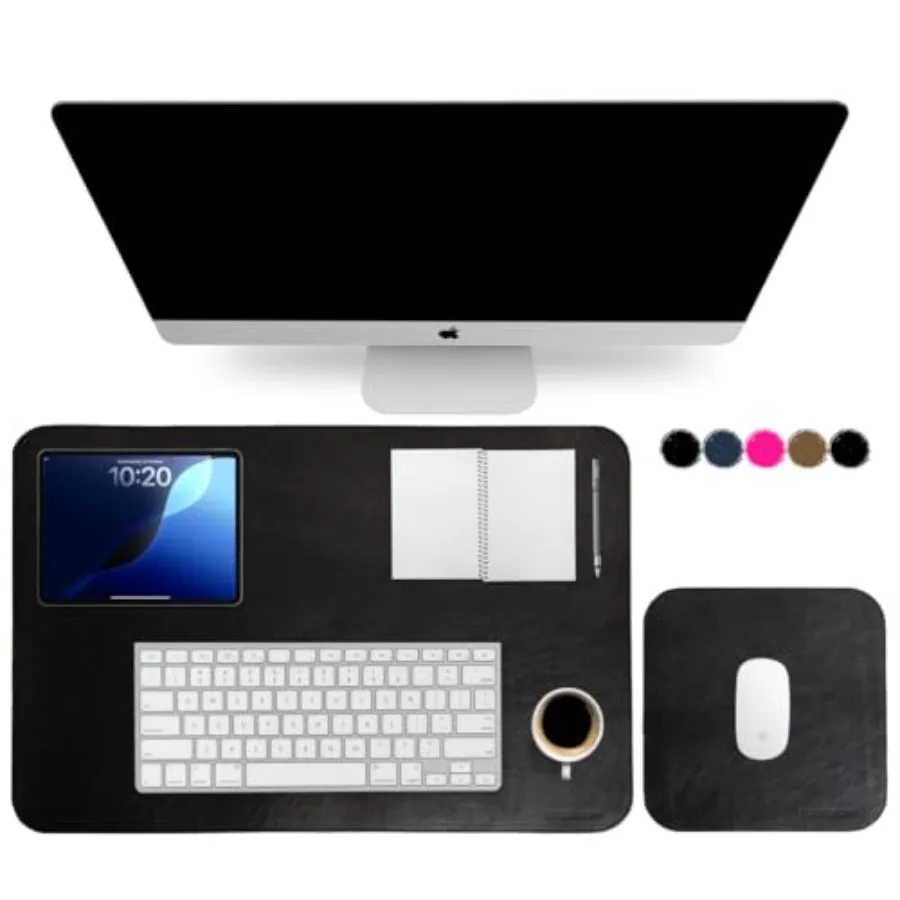 Luxbrand Genuine Leather Desk Mat Set Handmade in Italy Large Desk Pad and Mouse Pad Real Leather Desk Blotter for Office and H