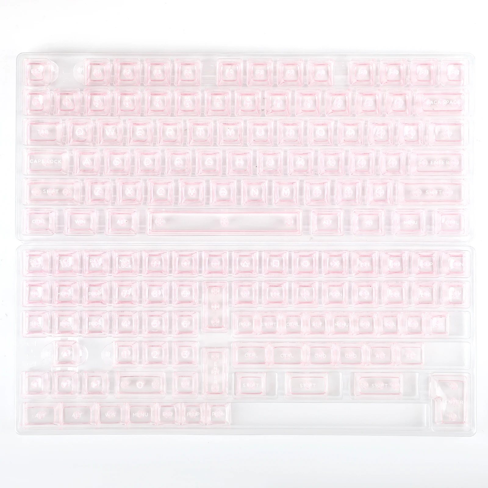 Produk Baru KiiBOOM Transparan PC Keycaps Custom Keycaps Jerman 146 Keys Transparent Double Shot Pbt Keycaps Mini Keyboard