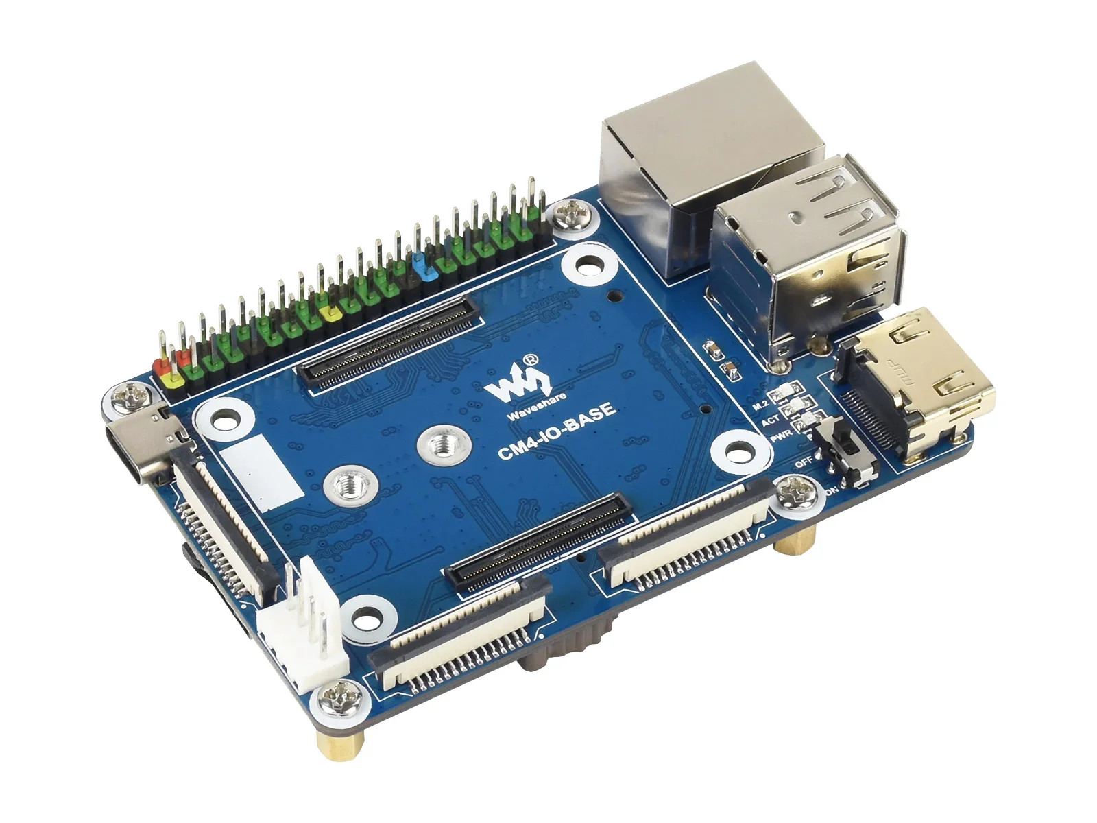 Waveshare Mini Base Board(B) for Raspberry Pi Compute Module CM4,Onboard Connector:CSI/DSI/RTC/FAN/USB/RJ45 Gigabit Ethernet