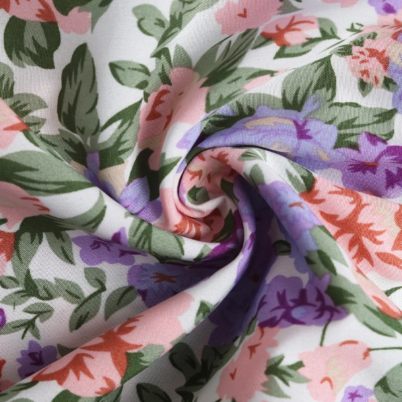 فستان كامي نسائي أزرق بطبعة زهور وربطة خصر متدرجة فستان متوسط الطول للعطلات الصيفية كاجوال للحفلات بوهو فاشن