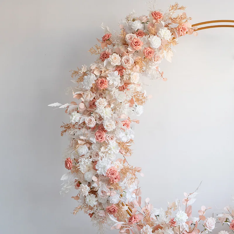 European champagne ring arch floral set, wedding simulation flower background arrangement