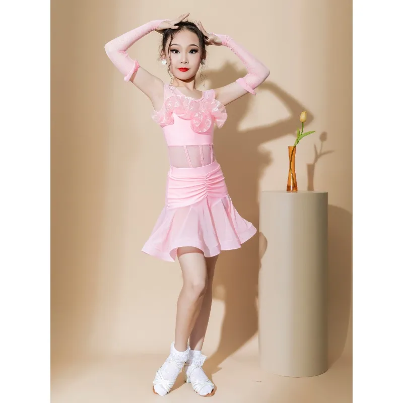 กระโปรงเต้นรำแบบละตินที่กำหนดเองชุดฝึกซ้อมของเด็กผู้หญิงชุดการแสดงชุดสูทชุดเต้นรำบอลรูมชุดสำหรับสตรี