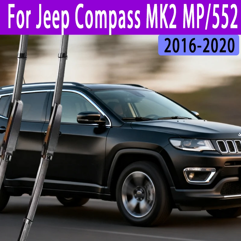 

For Jeep Compass MK2 MP/552 2016-2020 Car Wiper U-type Soft Rubber Boneless Wiper HD Quiet Durable Automotive Wiper 24"+18"