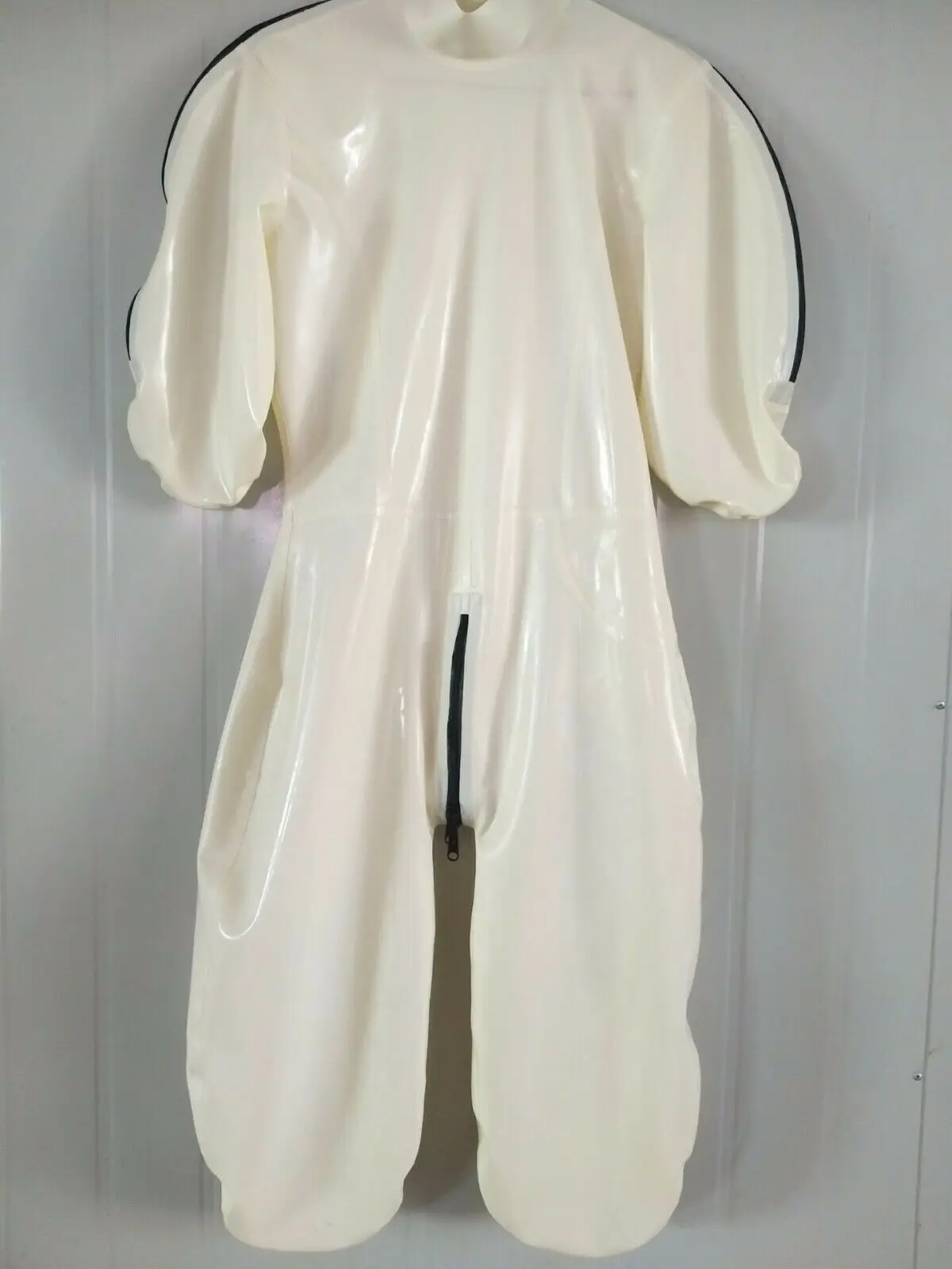 Gummi  Latexanzug Zentai Catsuit 100%Rubber Cosplay White Bodysuit 0.4mm Size S-XXL