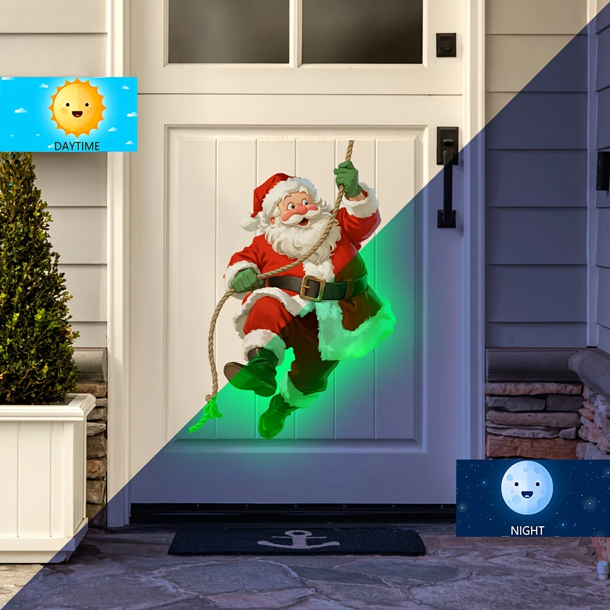 1pc Santa Claus Glow-in-the-Dark Wall Sticker PVC Christmas Decor Easy Apply Removable Bedroom Living Room Home Festive Accent