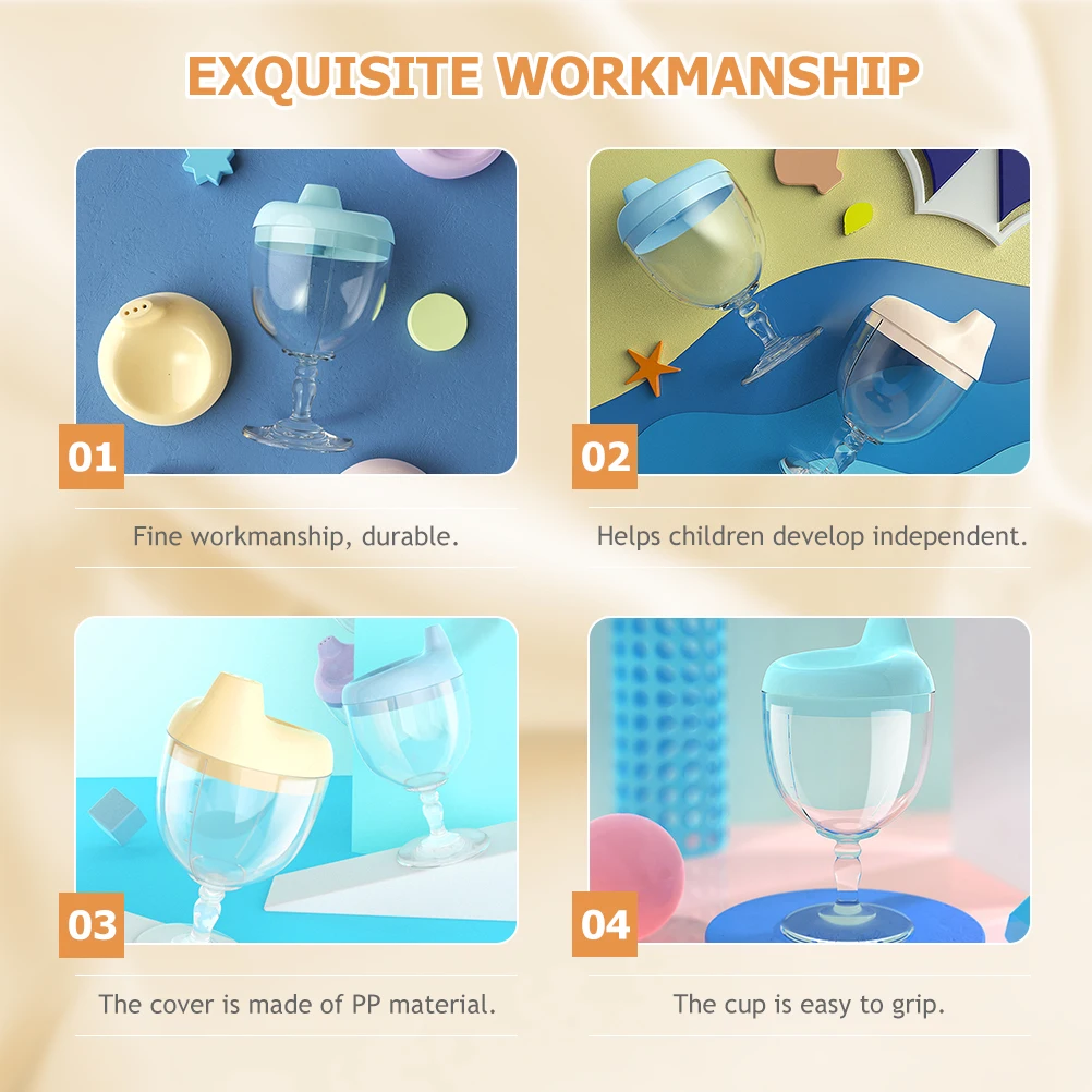 

Wine Glass Sippy Cup Spill Proof Plastic Lid 150Ml Toddler Cups Kids Drinking Cups Travel Outdoor No Spill Baby Training Cup