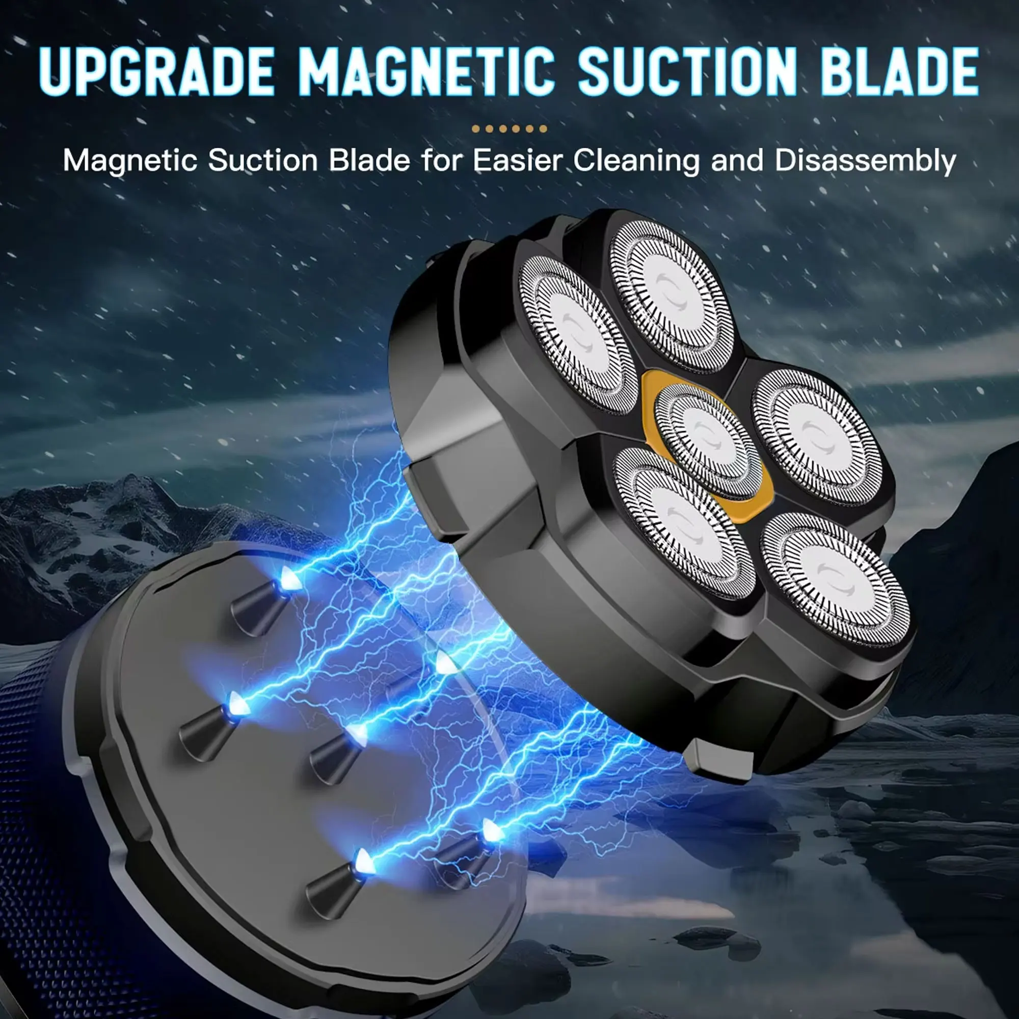 Solimpia ماكينة حلاقة كهربائية 6 شفرات للرجال المحمولة المغناطيسي شحن أصلع رئيس المتقلب متعددة الوظائف ماكينة حلاقة 2-pcs مجموعة #2