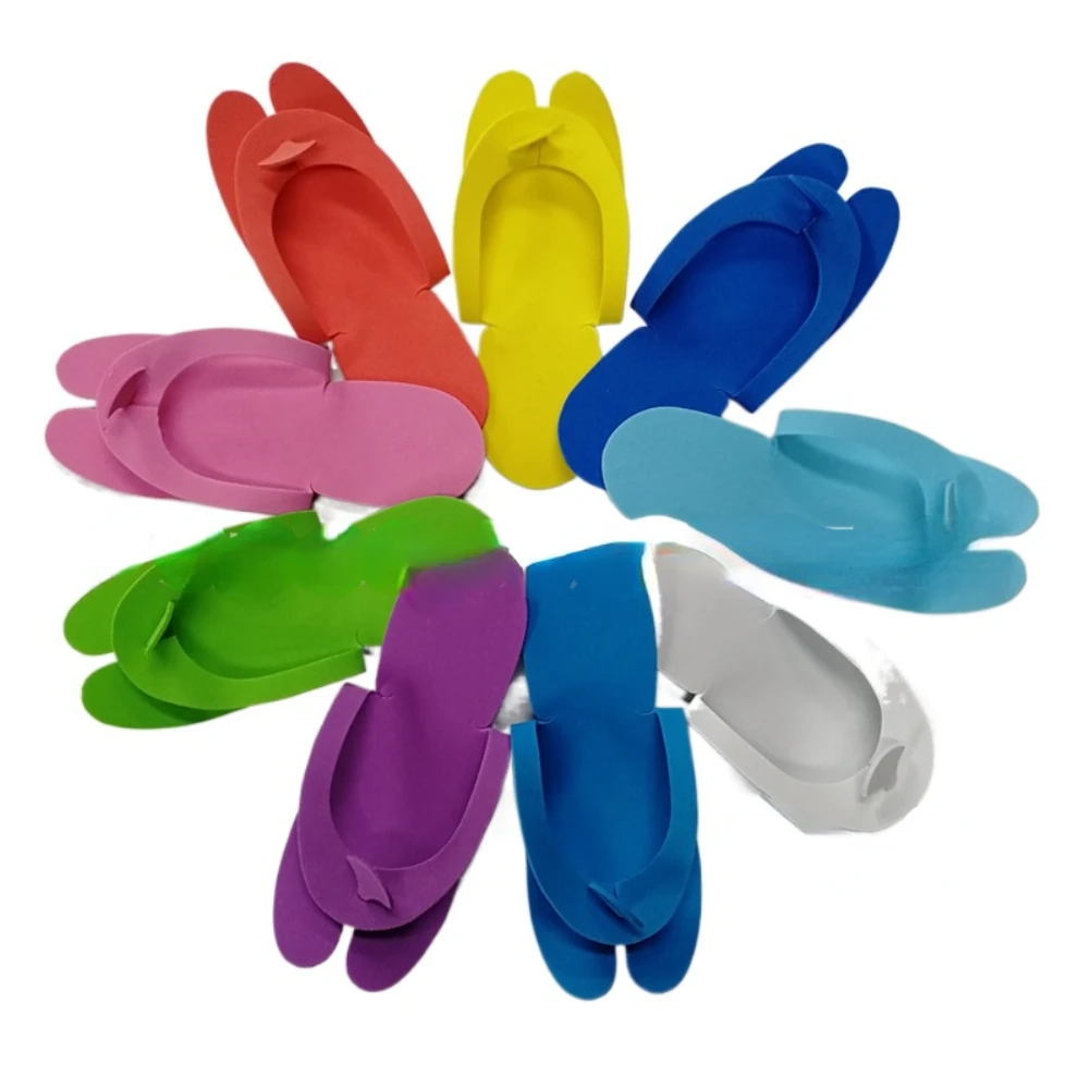 12 Pairs Random Color Disposable Foam Slippers Pedicure Slippper For Salon Spa Pedicure Foot Flip Flop Slippers