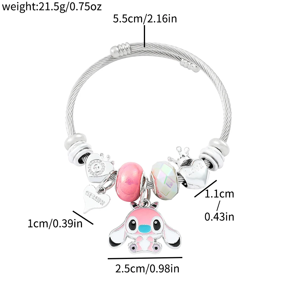 Disney Anime Lilo and Stitch Charms Bracelets Cartoon Stitch Beads Bangle Jewelry Unique Hand Chains Accessories Gifts