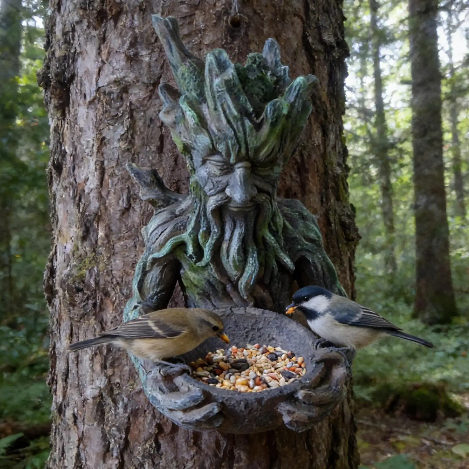 Bird Feeders for Outdoors Sculptural Bird Feeding Station Garden Art Sparrow Feeding Station for Outdoor Garden Backyard Patio