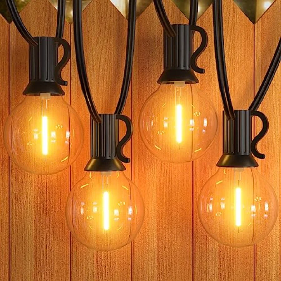 

Outdoor String Lights - 30Feet Waterproof Patio Lights with 15+1 Dimmable Globe Bulbs 2700k Shatterproof for Backyard Gazebo Po