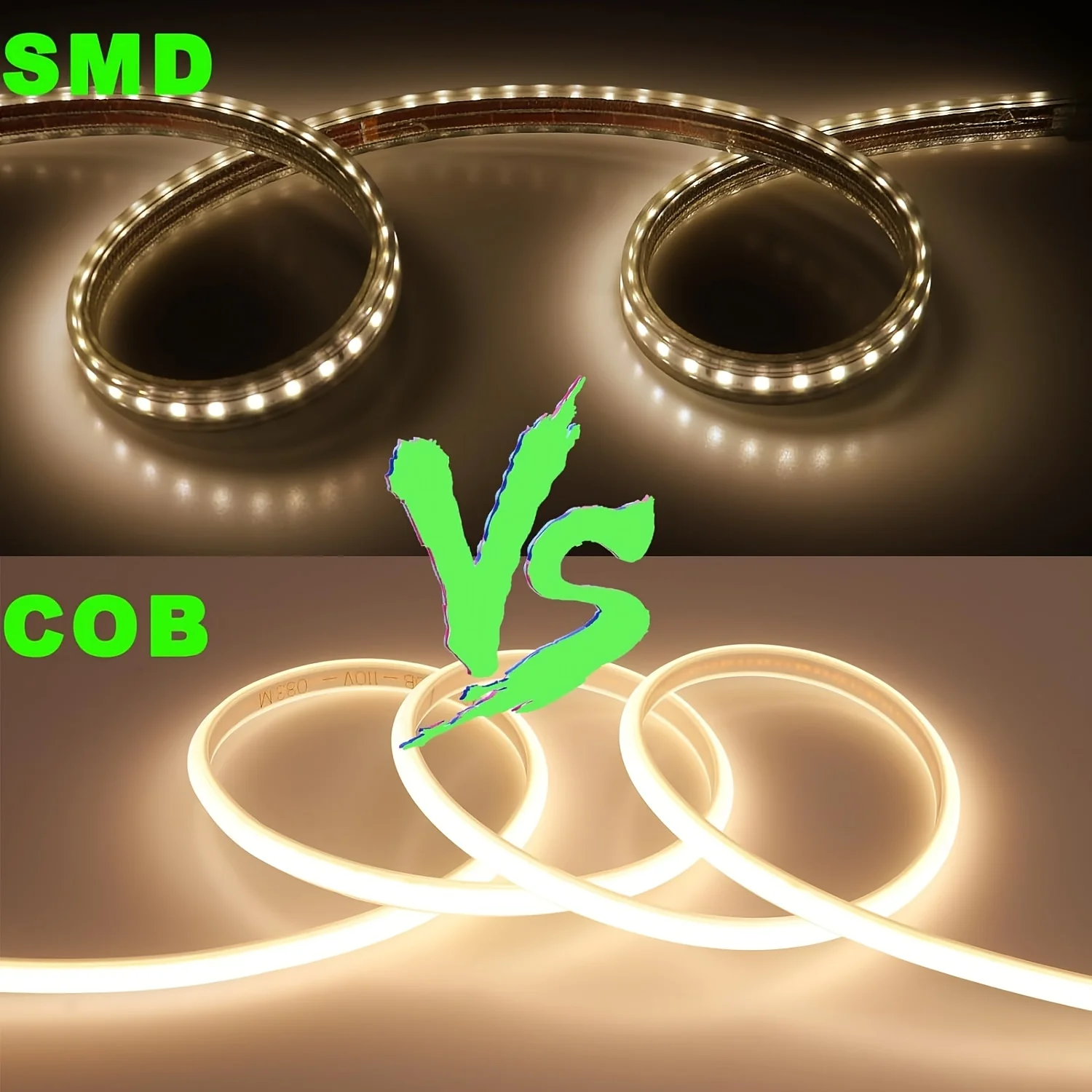 COB LED Strip Lights 110V Outdoor Waterproof 10W/M Flexible LED Rope Light 25cm/9.85inch Cuttable For Kitchen＆Garden Lighting