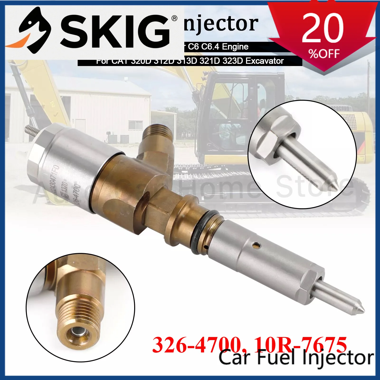 

Suitable 326-4700 10R-7675 New Diesel Fuel Injector 3264700 For Caterpillar C6 C6.4 Engine CAT320D Excavator 32F61-00062