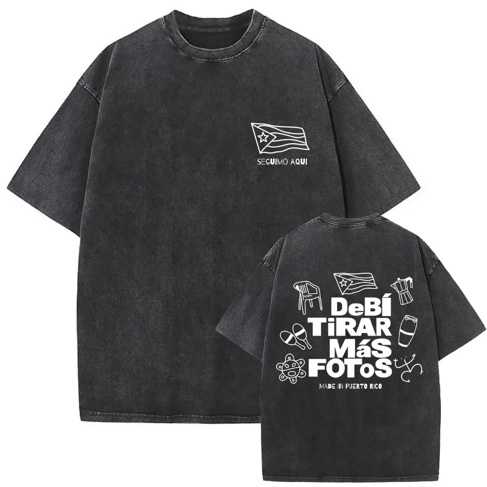 غسلها خمر مغني الراب سيئة الأرنب ديبي تيارارار أماه فوتوس DTMF طباعة تي شيرت الرجال النساء الهيب هوب موضة عالية الجودة تي شيرتات قطن