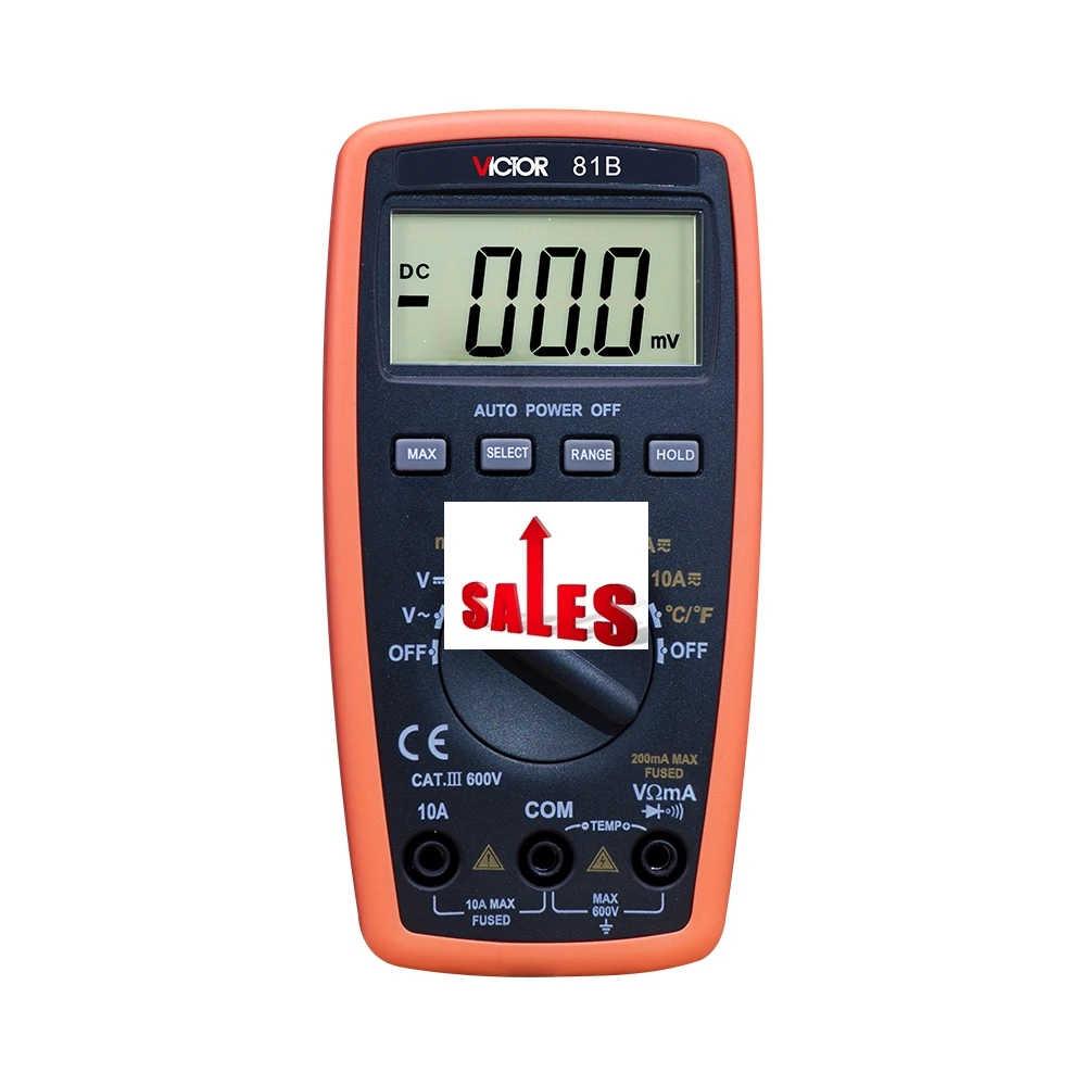 

Small Type VICTOR 81B 1999 Counts Digital Multimeter manual range Resistance Capacitance Frequency Temperature Tester