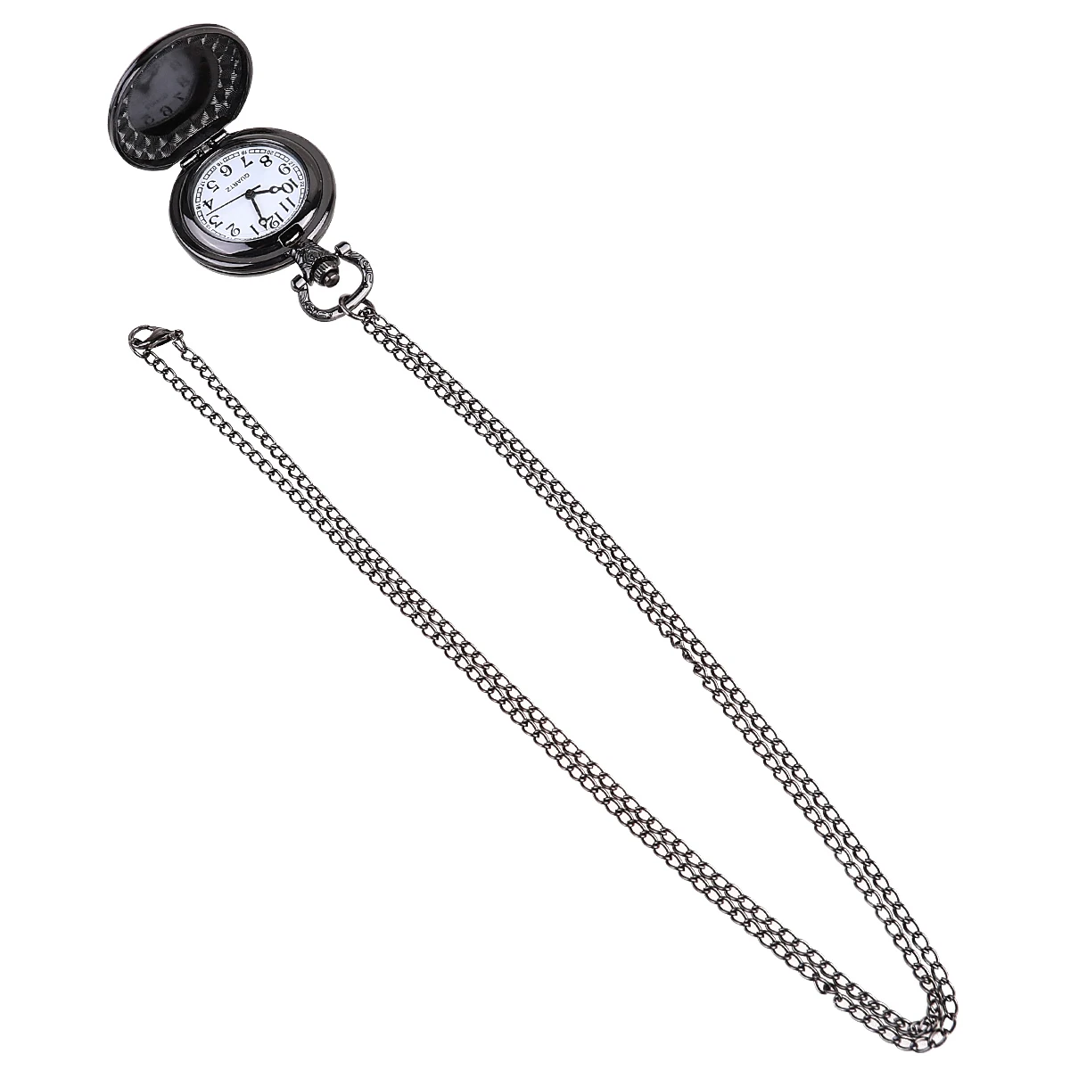 Vintage Style Pocket Watch Black Retro Pendant Functional Timekeeper for Men Women Neck Jewelry Ideal Present for Family