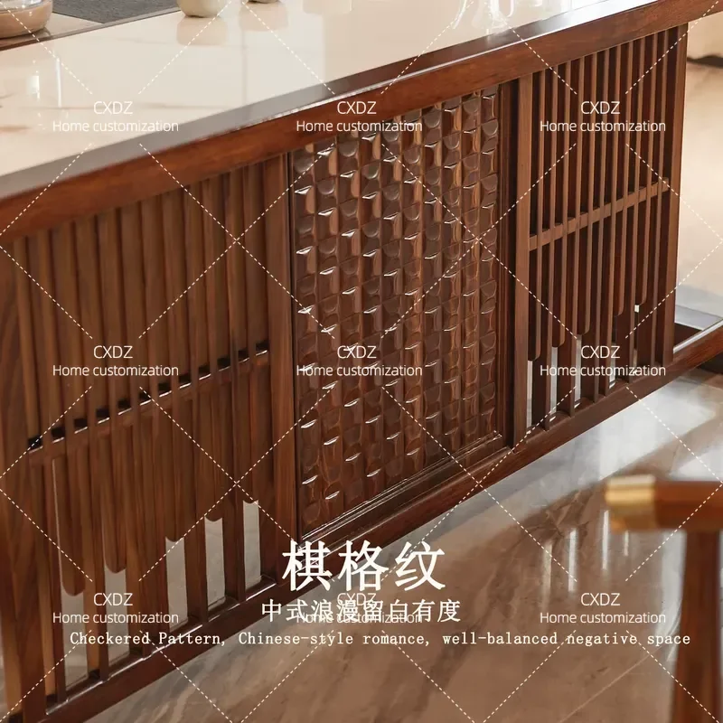 New Chinese Style Solid Wood Tea Table with Natural Luxury Stone Top High End Integrated Desk for Living Room Office Home