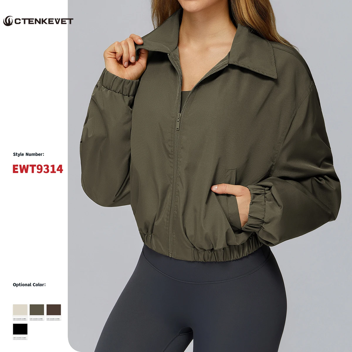

Ctenkevet Women's High-Neck Jacket Loose-Fit with Pockets Windproof Warm Autumn/Winter Outdoor Top for Fitness And Sportswear