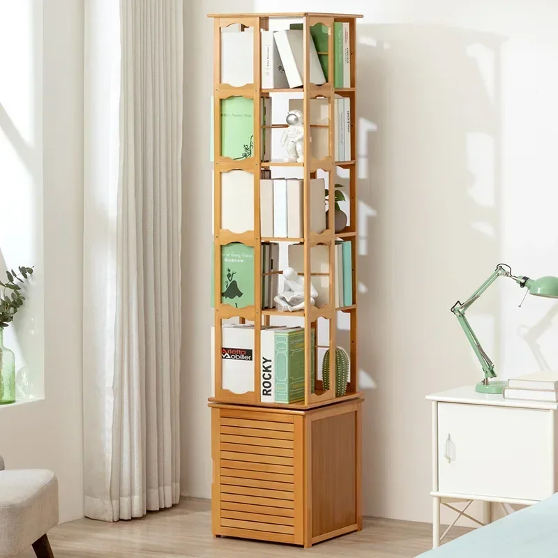 Fashion Rotary Bookshelf Floor Household Shelf Simple Book Shelf Storage Multi-layer Shelf Bookcase Headboards Closet