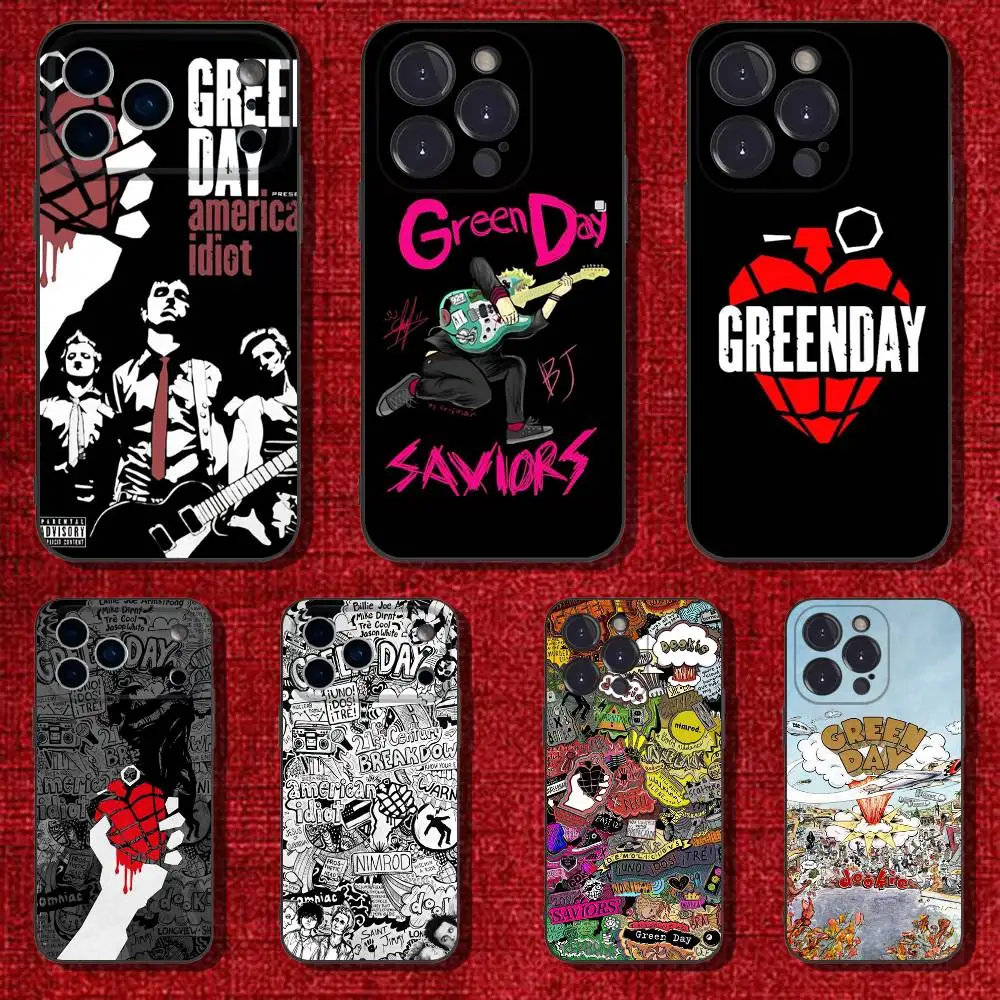 

G-Green Day Phone Case For iPhone 6,17,16,15,14,13,12,11 Plus,Pro Max,XS,X,XR,SE,Mini,8,7,Soft Silicone Black Cover