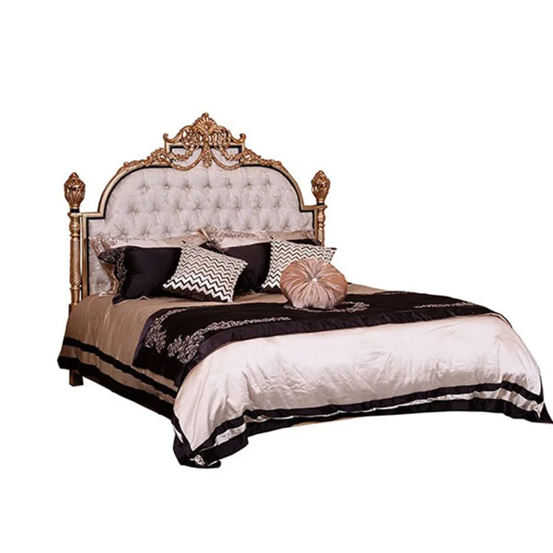 

European double bed French classical 1.8 meters 2 meters fabric engraved double bed