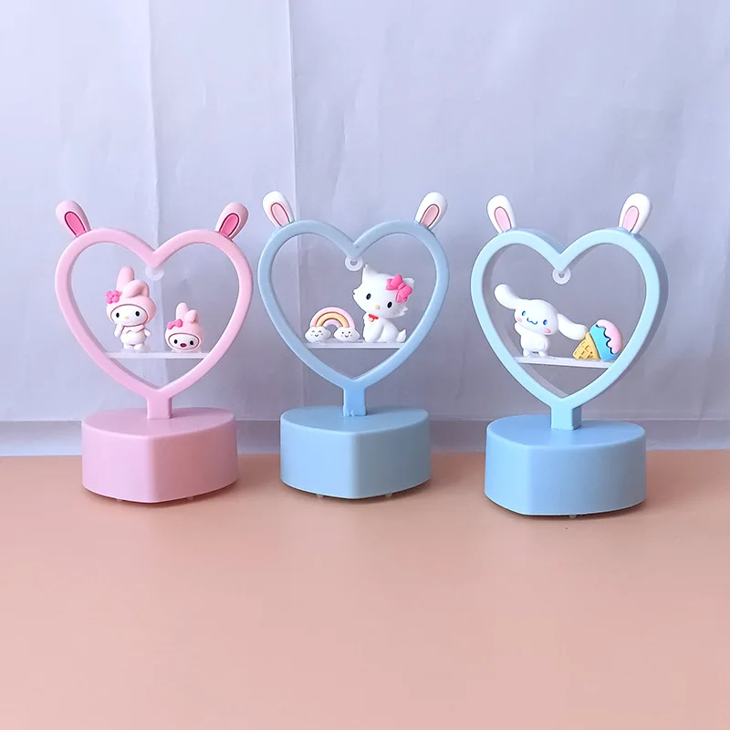 Kawaii Sanrio Night Light Cinnamoroll My Melody Cute Cartoon Kuromi KT Cat  Children Glow Table Lamp Creative Toys for Girls