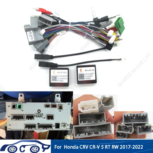 Imagen 1 del producto Adaptador de arnés de cables de cableado de Radio de coche de 16 pines, decodificador de caja Canbus con AMP para Honda CRV CR-V 5 RT RW 2017-2022
