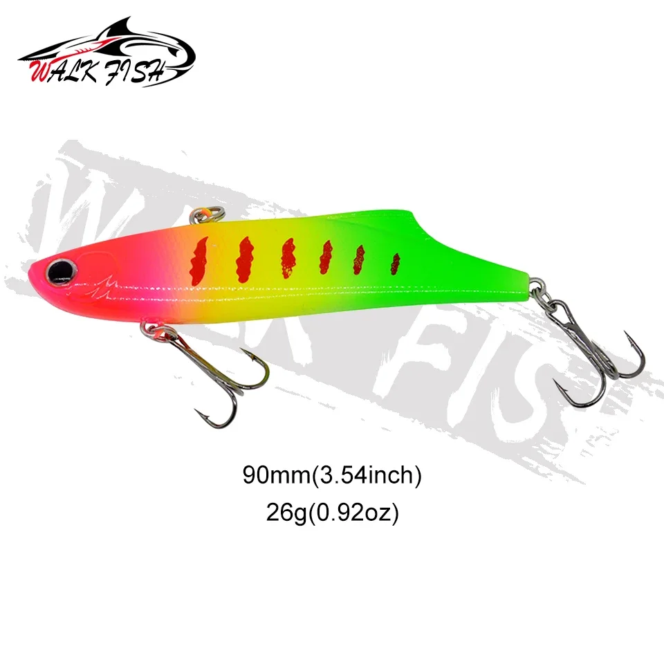 WALK FISH New 1Pcs 9cm/26g Sinking Fishing Lure Winter Ice VIB Isca Artificial Rattlin Vibration Crankbait Treble Hook Hard Bait