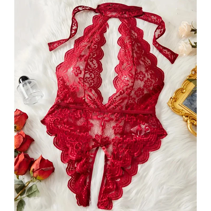 

Sexy Adult Lenceria Mujer Underwear Red Lace Open Bra Sleepwear Sexy Customized Version Lingerie Erotic Bodysuit Exotic Apparel