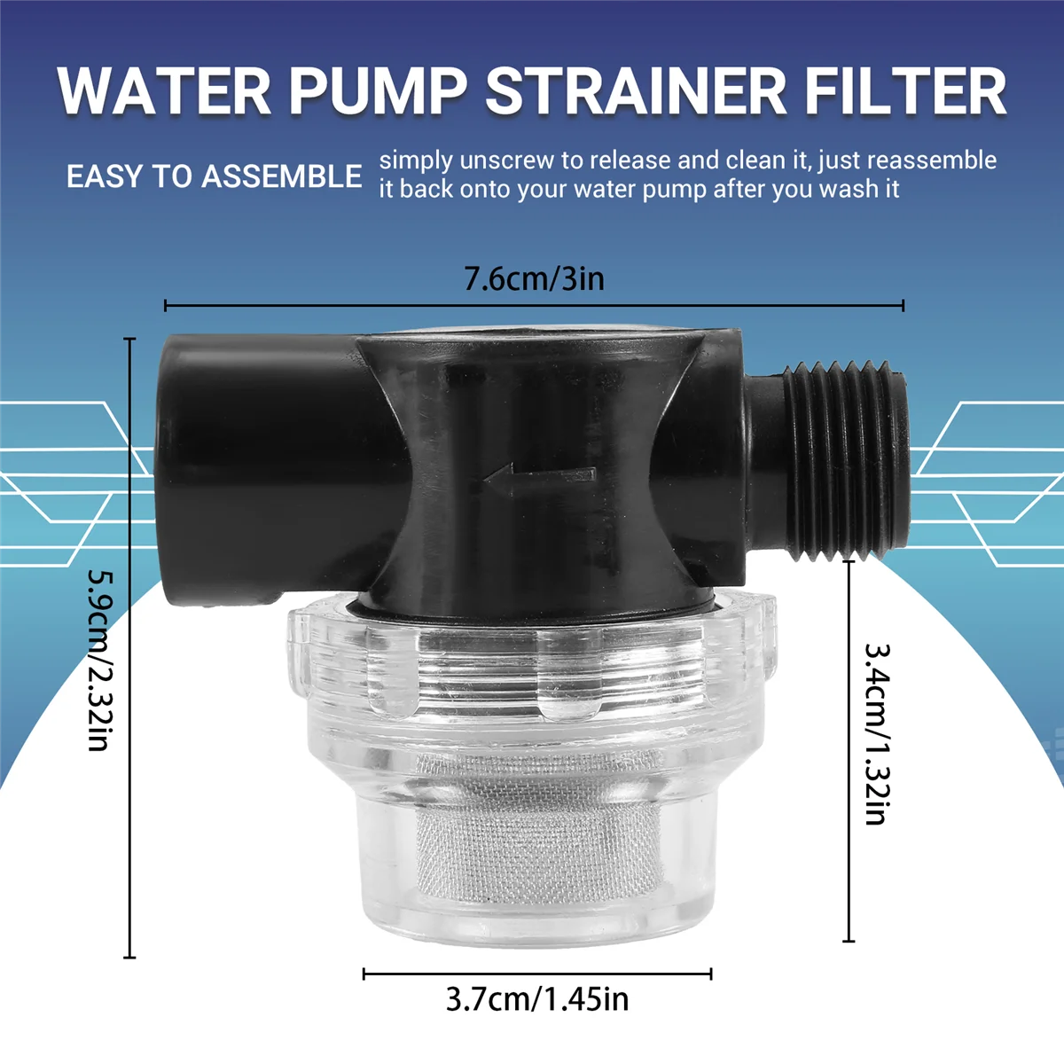 A97TWater Pump Strainer Filter, RV Replacement 1/2 Inch Twist-on Pipe Strainer Compatible with WFCO or Shurflo Pumps