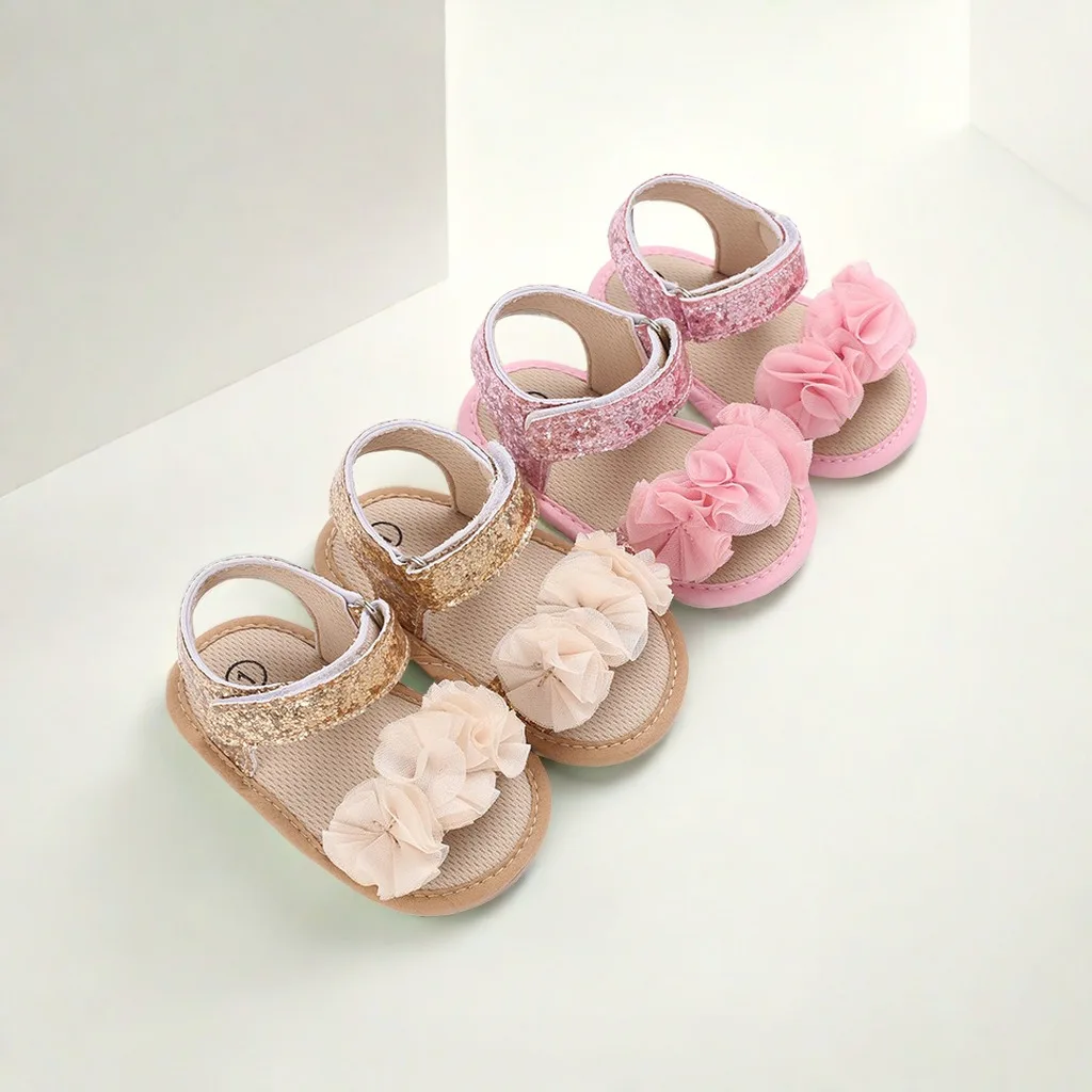 Summer New Fashion Newborn Shoes Non Slip Fabric Sole Girls' Shoes Elegant Casual Princess Shoes  Walking For The First Time