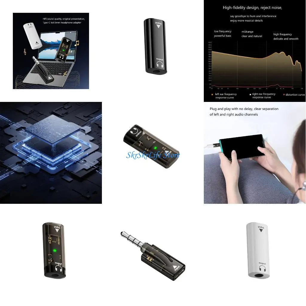 

E65E Plugs Play Type C 3.5mm Adapter Clear Auditory Output Small Size Converter